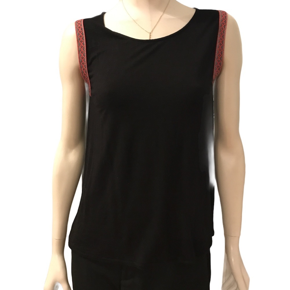 Sleeveless Tank Top by W5 Sz L womens Black Red Summer